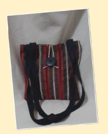 JR: BLACK & RED STRIPED VELVETY SMALL TOTE