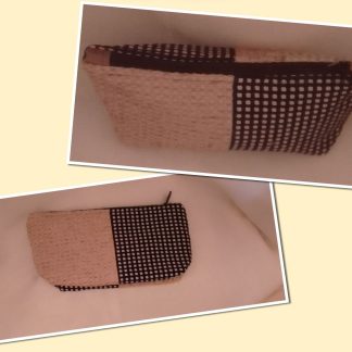 JR: SMALL RUSTY BROWN & BEIGE COLOUR BLOCK POUCH