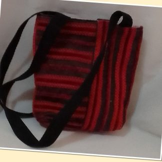 JR: SMALL RED & BLACK " VELVETY" SLING HAG