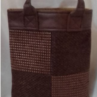 JR: BROWN FAUX LEATHER AND COLOUR BLOCK BAG