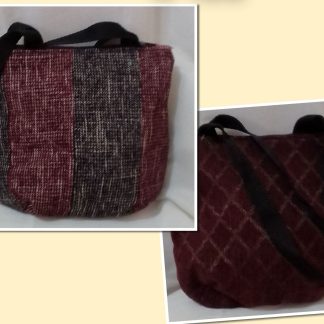JR: QUILTED MAROEN AND BLACK SLING BAG