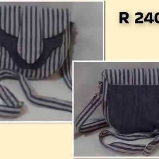 JR: BLUE & WHITE STRIPED DOLLY BAG