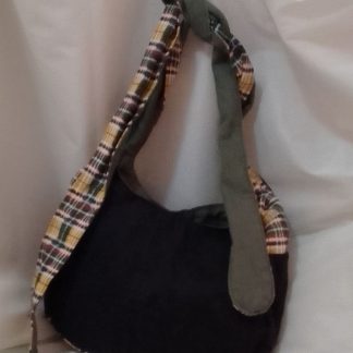 JR: DENIM MIX KNOTTED HO-BO BAG